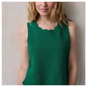 LC Lauren Conrad Scalloped Green Tank Top